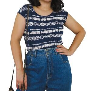 Y2k Aeropostale Navy Blue Boho Tie Dye Baby Tee XS